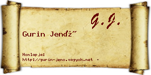 Gurin Jenő névjegykártya